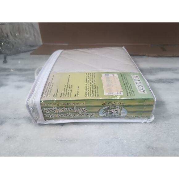 Organic Bamboo Panda Crib Mattress Protector, Waterproof Quilted Cover, Nursery - Picture 4 of 4